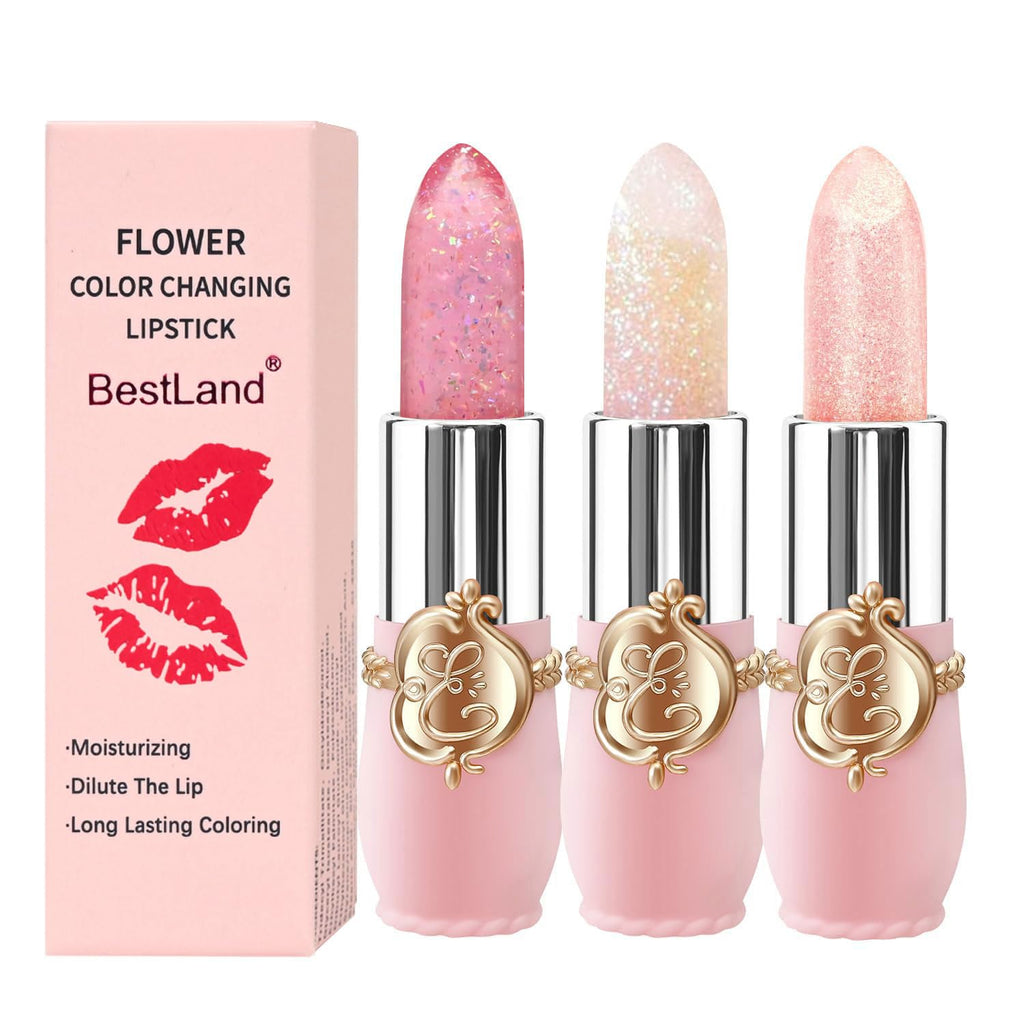 Buy now BestLand 6 Pcs/Set Flower Jelly Lipstick Set Temperature Change Moisturizer Long Lasting Nutritious Balm Magic Color Change Lip Gloss at indiglob india