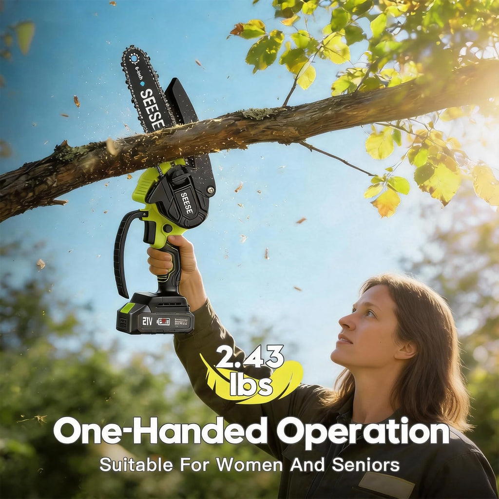 6-inch Mini Chainsaw Cordless: Pure Copper Brushless Motor, High Efficiency, Low Noise, Up to 80-Min Runtime for Trimming, Shrub Pruning and Wood Cutting, Best Gifts for Father, Dad, Husband, Men