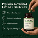 GLP-1 SOS™ Digestive Support for Ozempic Wegovy Mounjaro Zepbound Users – Constipation, Sulfur Burps, Bloating, Fatigue – Magnesium, Ginger, 19-Strain Probiotic, B12 – Physician-Formulated – 60 Caps