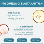 Igennus Ultra Pure Omega 3 rTG Wild Fish Oil 1360mg, 180 Softgels | IFOS-certified EPA DHA 1000mg,ultra-pure high-absorption omega-3 with astaxanthin, non-GMO, 90 servings