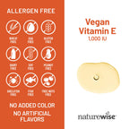 NatureWise Vitamin E 1000 IU Softgels (450mg dL-Alpha) - Vegan, Gluten-Free, Soy-Free, Non-GMO Antioxidant Dietary Supplement for Skin, Heart, Eye, and Immune Health Support - 60-Day Supply, 120 Count
