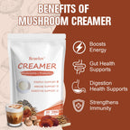 Mushroom Coffee Creamer,Superfood Creamer Powder with 6 Adaptogenic Mushrooms & Probiotics for Energy, Focus, Digestion - 30 Servings