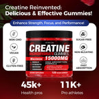 Creatine Gummies Monohydrate Complex, Pre-Workout for Men & Women, Creatine Gummy with L-Taurine, BCAA 2:1, B12/6 for Muscle Support, Enhance Strength, Energy Boost-120 Count