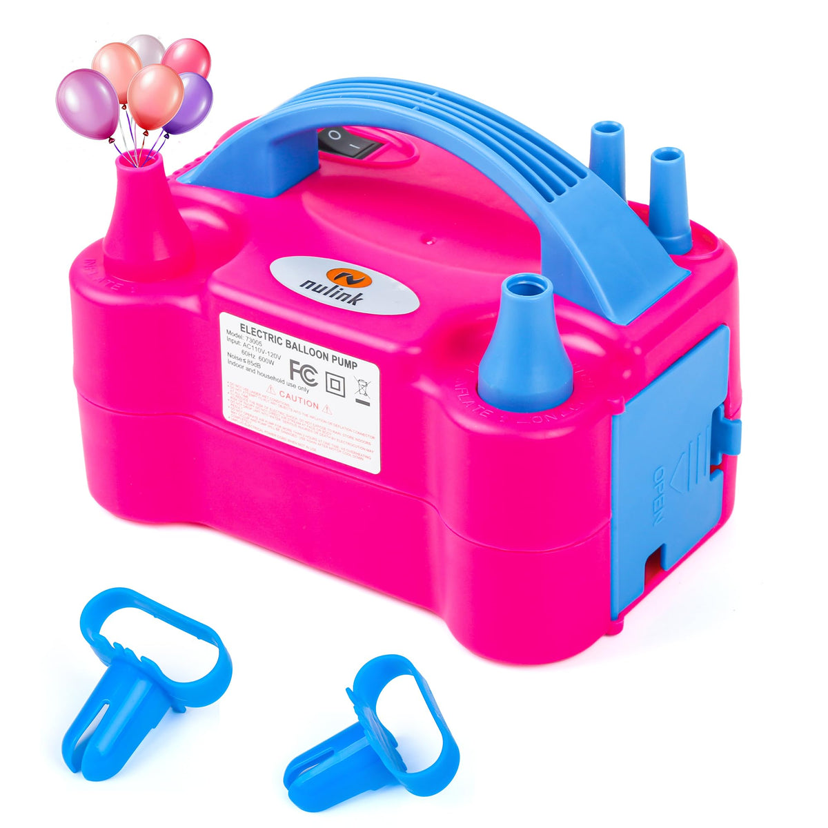 Balloon Pump Electric Portable Dual Nozzle Air Pump for Balloons Blower Pump Inflator for Decoration, Birthday Party [110V~120V, 600W, Bright Pink]