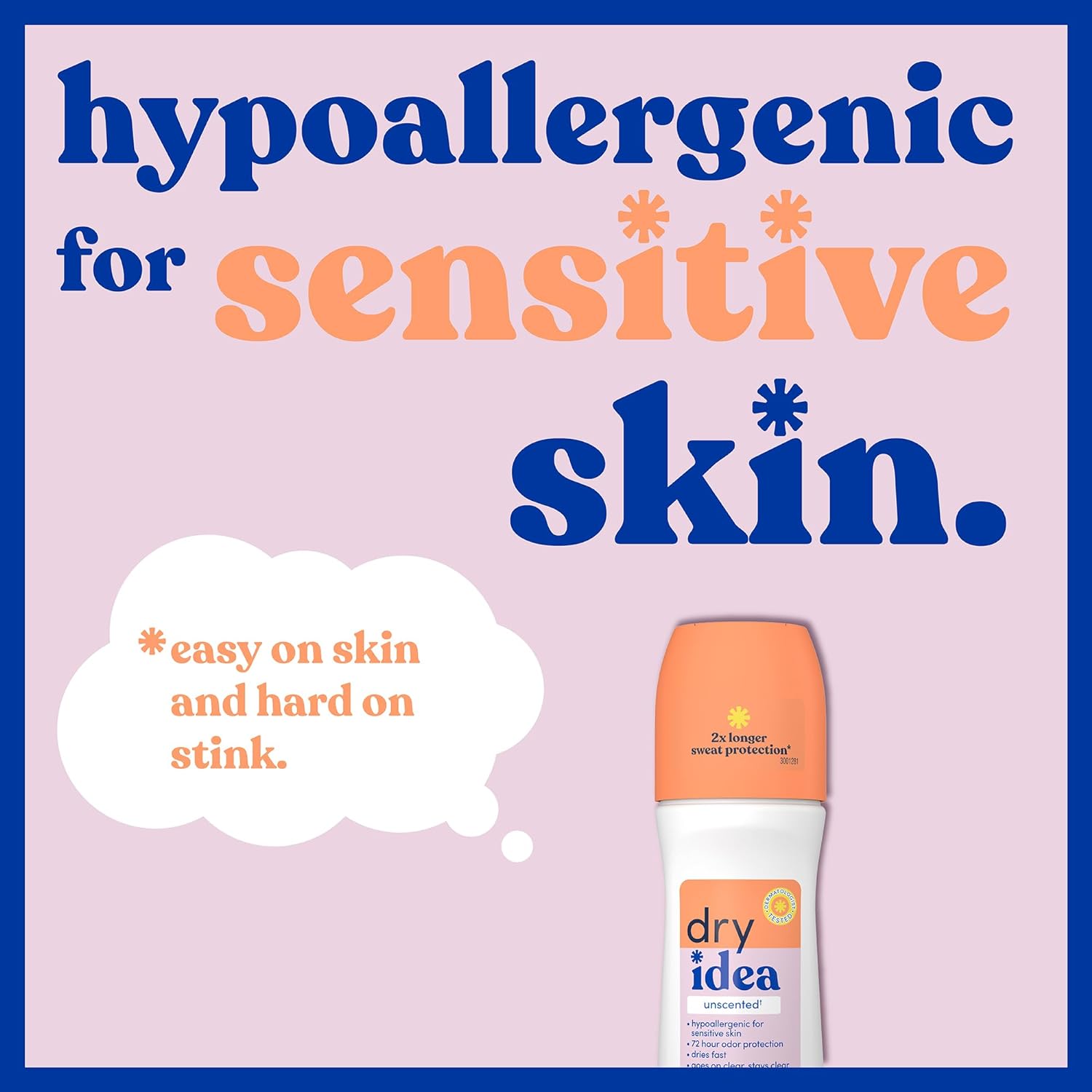Buy now Dry Idea Unscented Roll On Deodorant & Antiperspirant for Women - Hypoallergenic for Sensitive Skin, 2X Longer Sweat Protection, 72Hr Sweat & Odor Protection, Womens Deodorant, 3.25oz at indiglob india