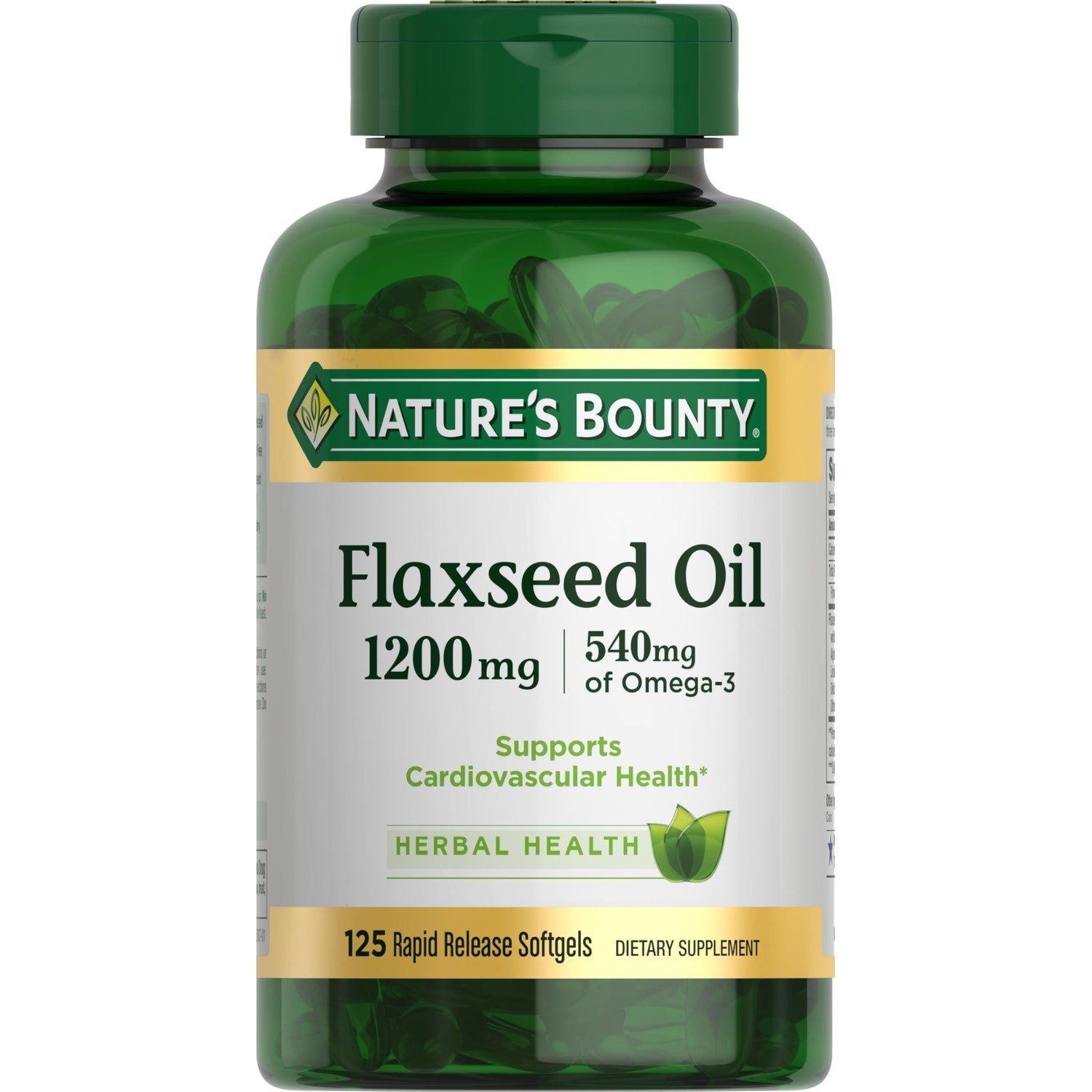Nature's Bounty Flaxseed and Omega 3, 1200mg, 125 Softgels | Supports Cardiovascular Health