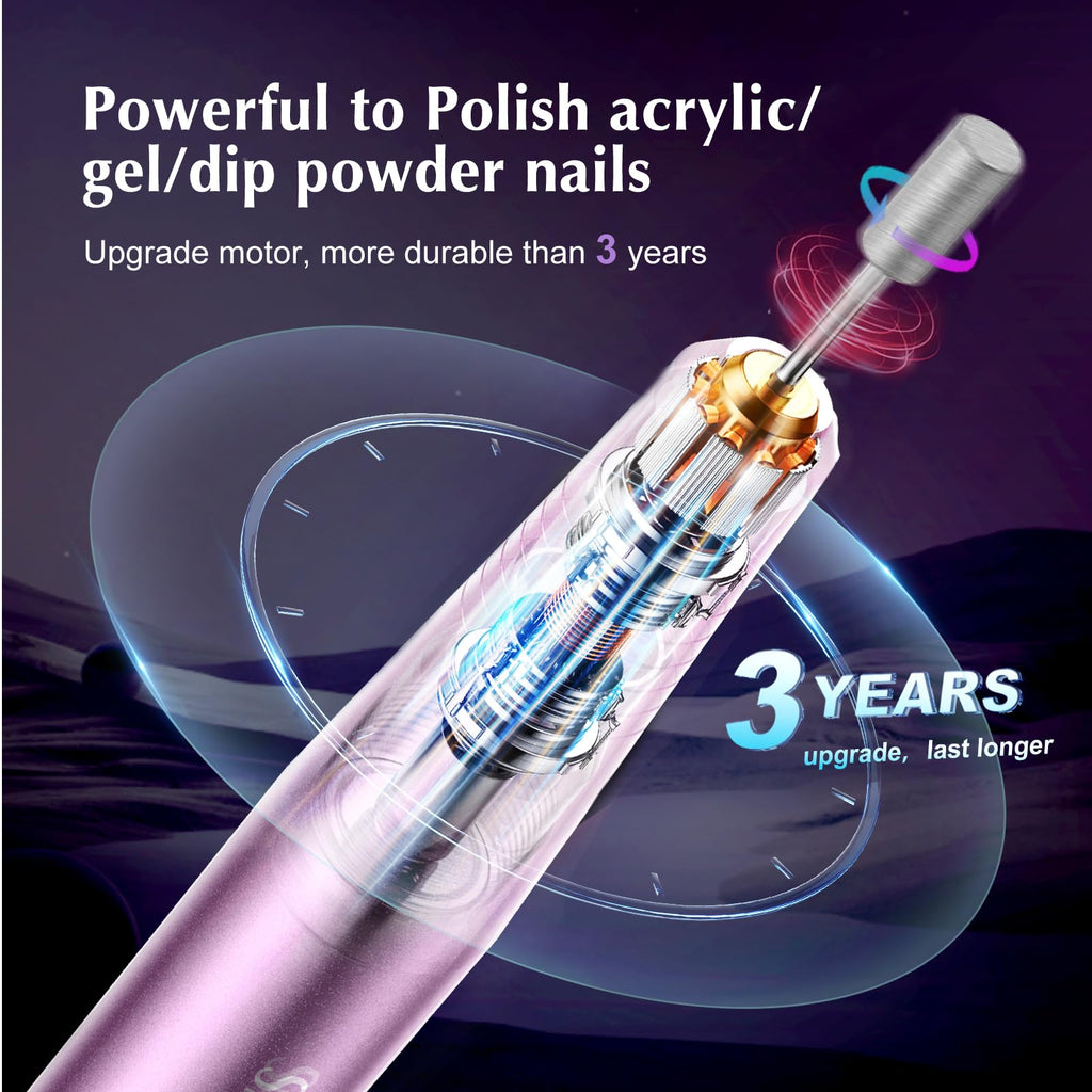 COSLUS C40 Electric Nail Drill Professional, Precise Dial Speed Control | Nail File Machine for Acrylic Gel Dip Powder Removal, Compact Manicure Tools, Beginner-friendly Polishing Set, Home