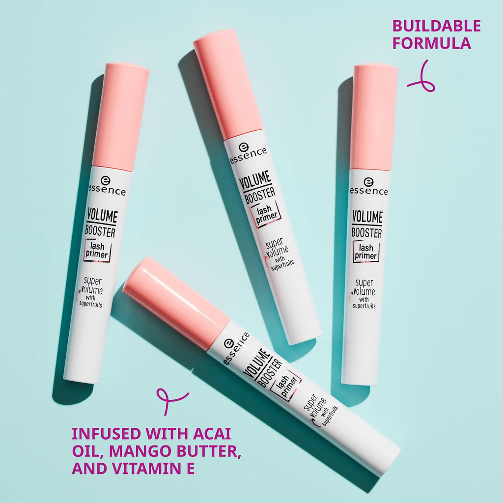 essence Volume Booster Lash Primer, Extra Volume and Length (Pack of 1) | Conditions with Mango Butter and Acai Oil, White Formula, Mascara Primer, Buildable Base, Vegan, Cruelty and Paraben Free