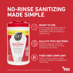 PDI Sani-Professional Sanitizing Wipes, No-Rinse Multi-Surface Cleaning for Food Contact Surfaces, Kitchens, Restuarants Tables, 95 Large 7.75" x 9" Count per Canister, Pack of 6