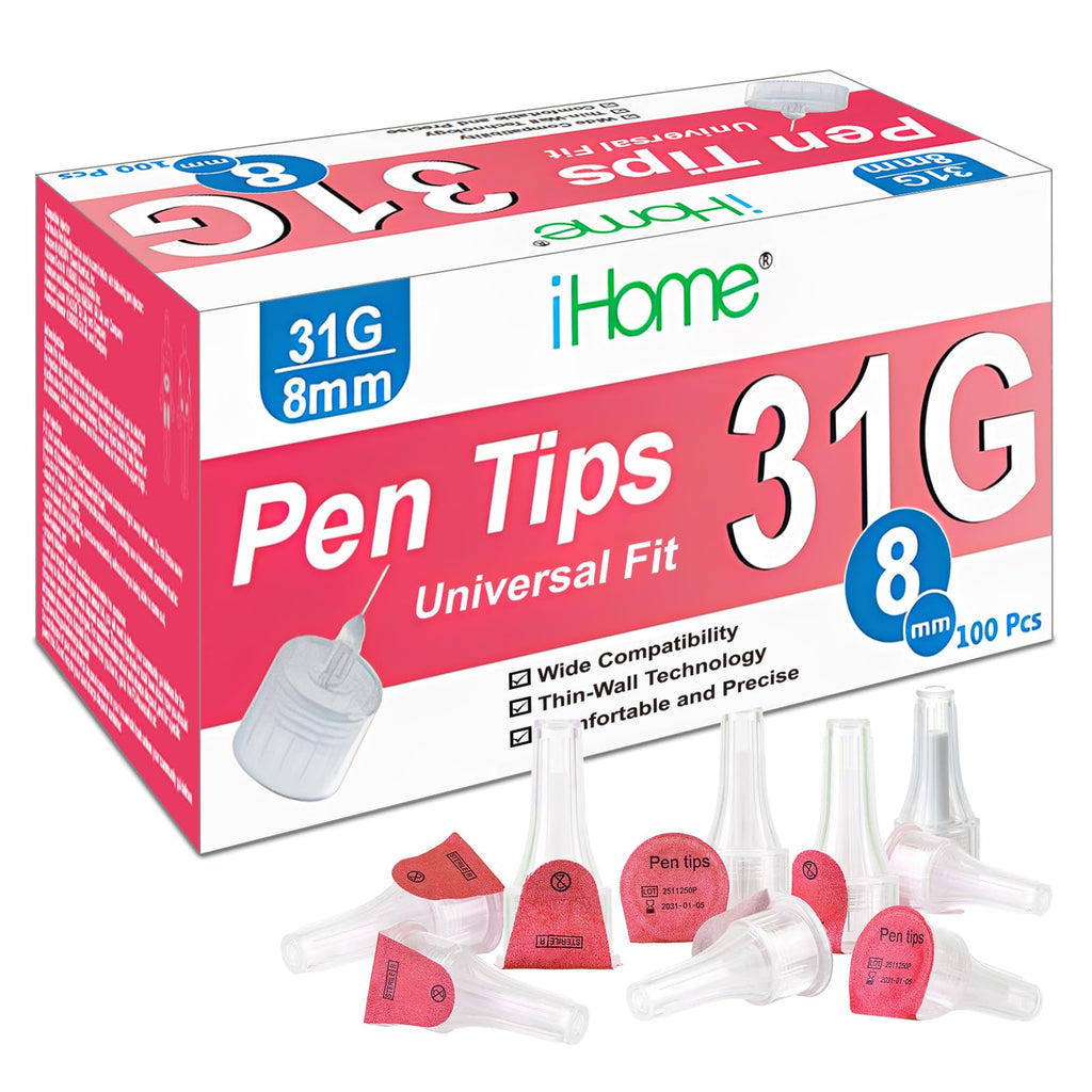 iHome Pen Tips 31G x 8mm Universal Fit, 100 Count Comfortable