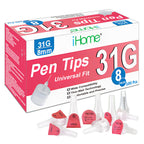iHome Pen Tips 31G x 8mm Universal Fit, 100 Count Comfortable