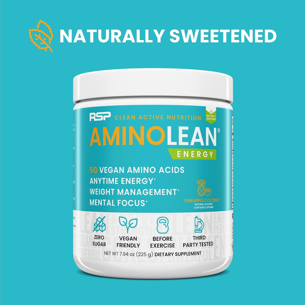 Buy now RSP Vegan AminoLean â€“ All-in-One Natural Pre Workout, Amino Energy, Weight Management with BCAAs, Complete Vegan Preworkout Powder, Pineapple Coconut at indiglob india
