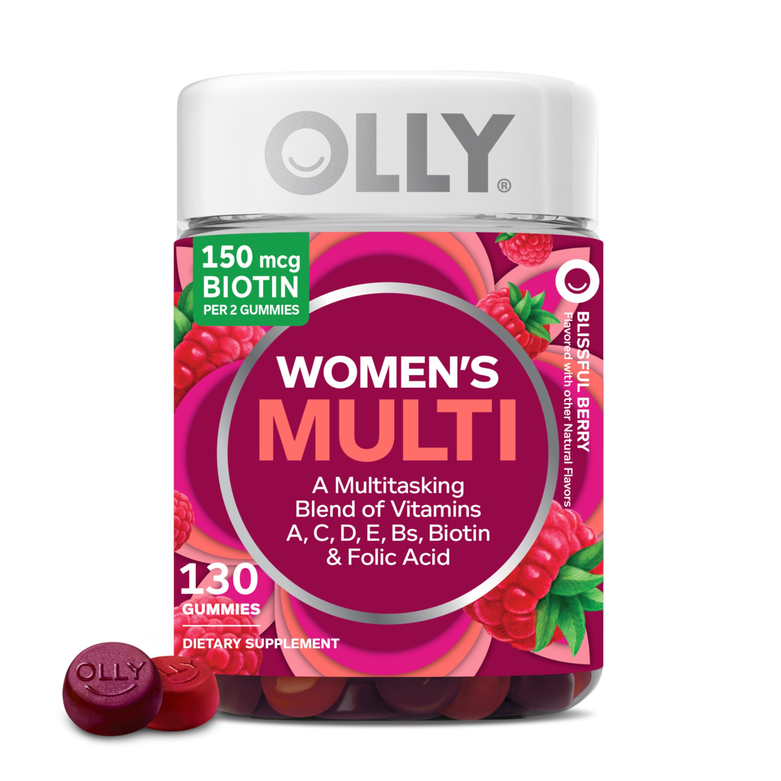 Buy now OLLY Women's Daily Multivitamin Gummy, Vitamins A, D, C, E, Biotin, Folic Acid, Adult Chewable Vitamin, Berry Flavor, 65 Day Supply - 130 Count Berry 130 Count (Pack of 1) at indiglob india
