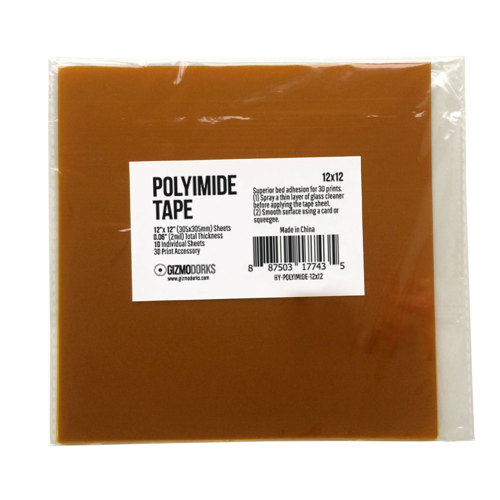 Buy now Gizmo Dorks Kapton Tape (Polyimide) for 3D Printers and Printing, 12 x 12 inches, 10 Sheets per Pack at indiglob india