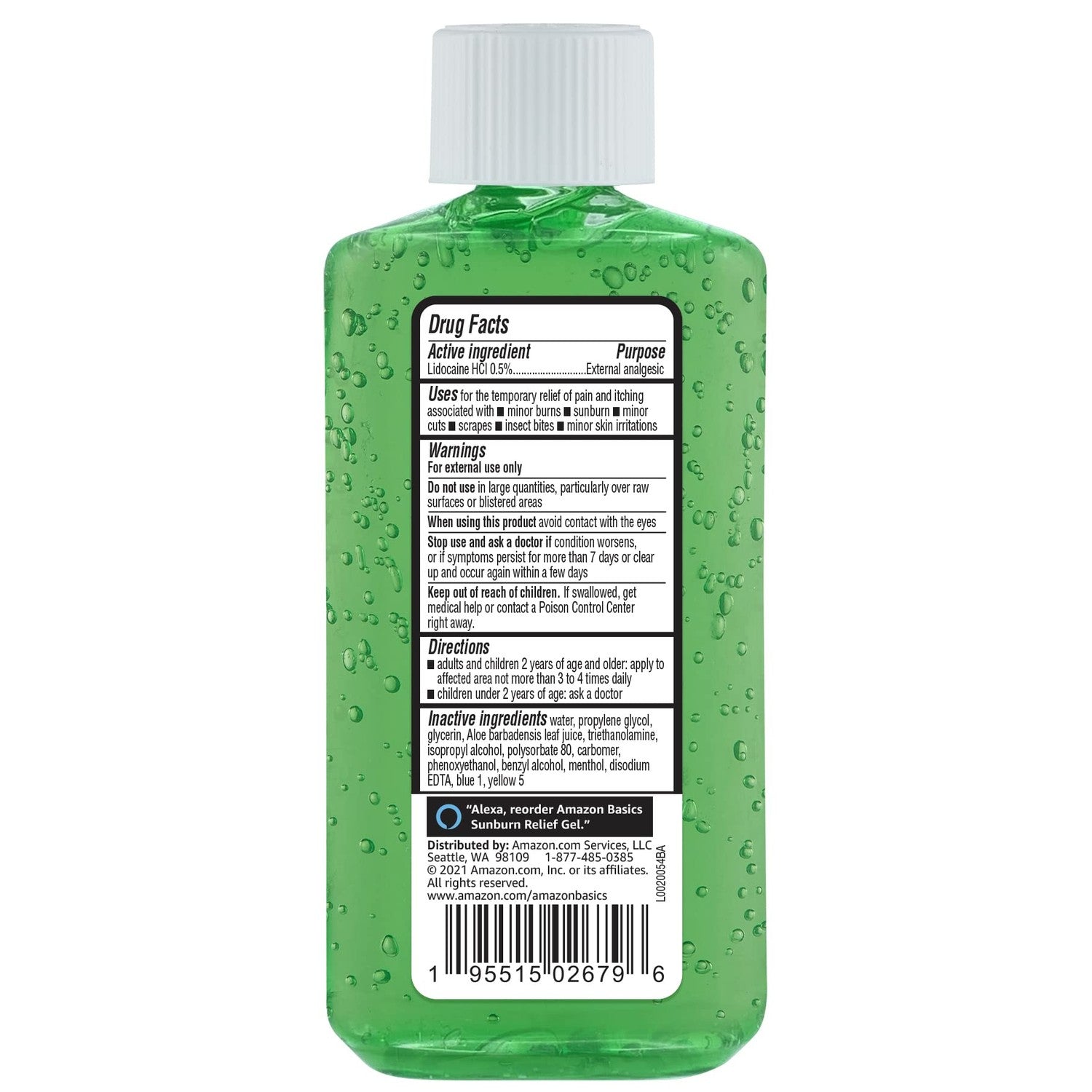 Amazon Basics Sunburn Relief Gel with Aloe Vera, Soothing, Cooling, Itch Relief, 8 oz, Pack of 1 (Previously Solimo)