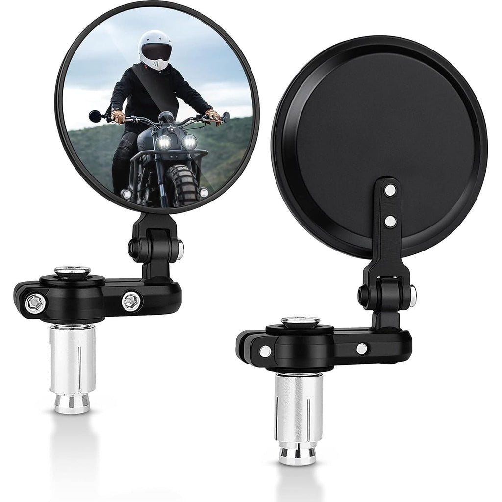Buy now MICTUNING Universal Motorcycle Mirrors - 3 Inch Round Folding Bar End Side Mirror Compatible with Honda, Scooter, Suzuki, Yamaha, Kawasaki, Victory and More Black at indiglob india