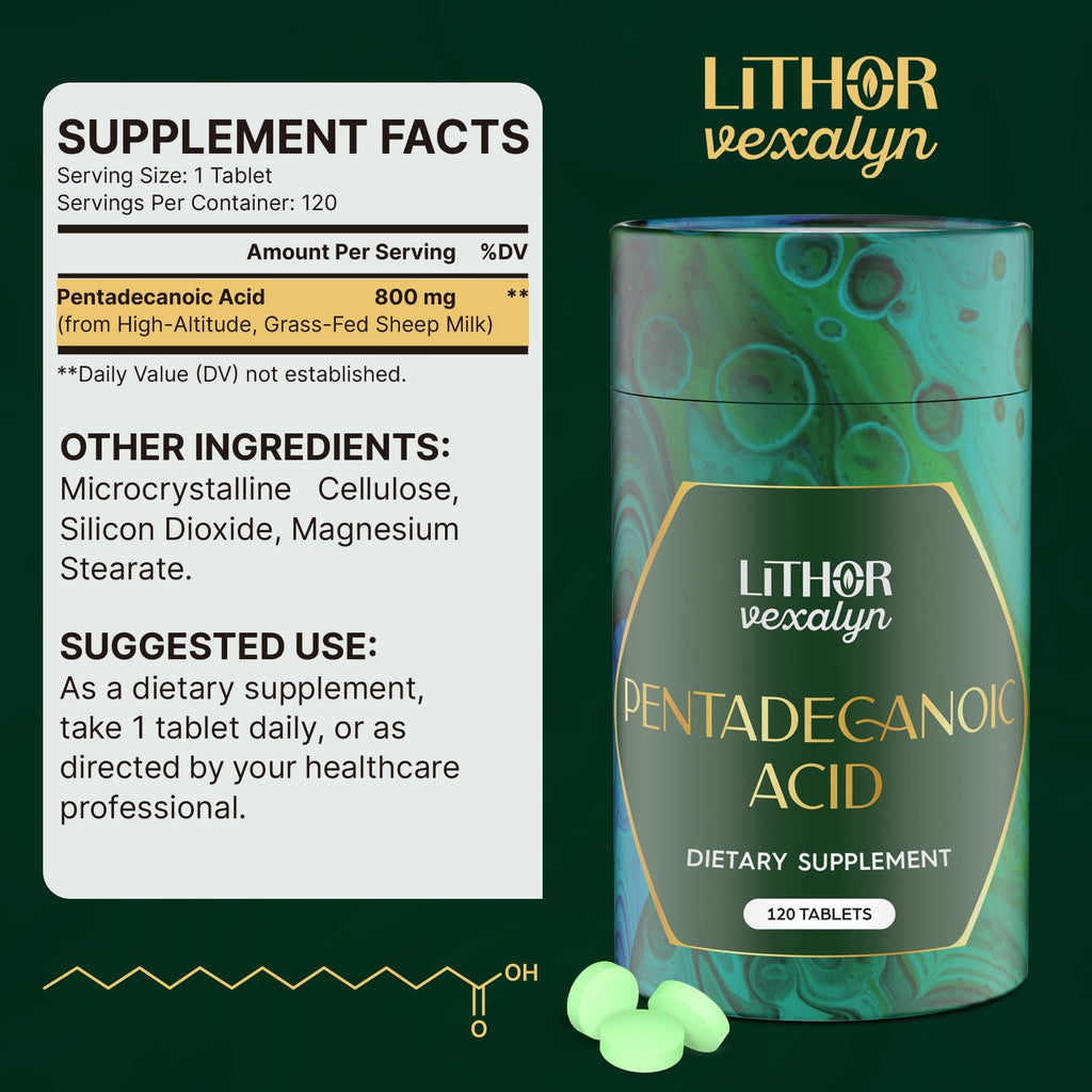 Pentadecanoic Acid, C15:0 Supplement, High Altitude Sheep Milk Sourced, 120 Tablets
