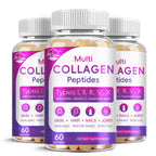 Nature's live Multi Collagen Peptides Softgel - Type I, II, III, V, X | Hydrolyzed Collagen Peptides with Biotin, Hyaluronic Acid, Supports Skin Hair Nail, Grass-Fed, 60 Softgels, 2 Pack
