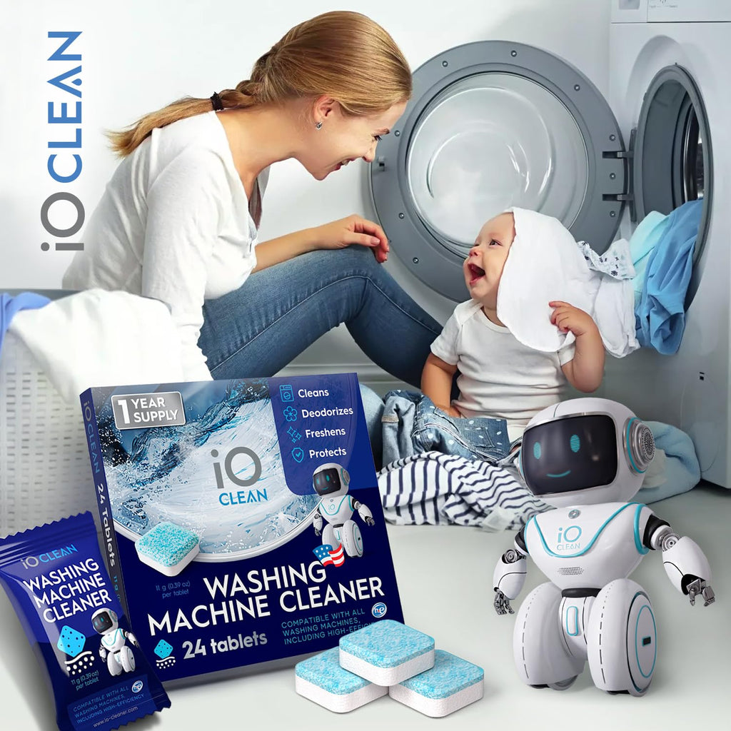 iO CLEAN Washing Machine Cleaner Descaler Tablets, 24 Count |1 Year Supply