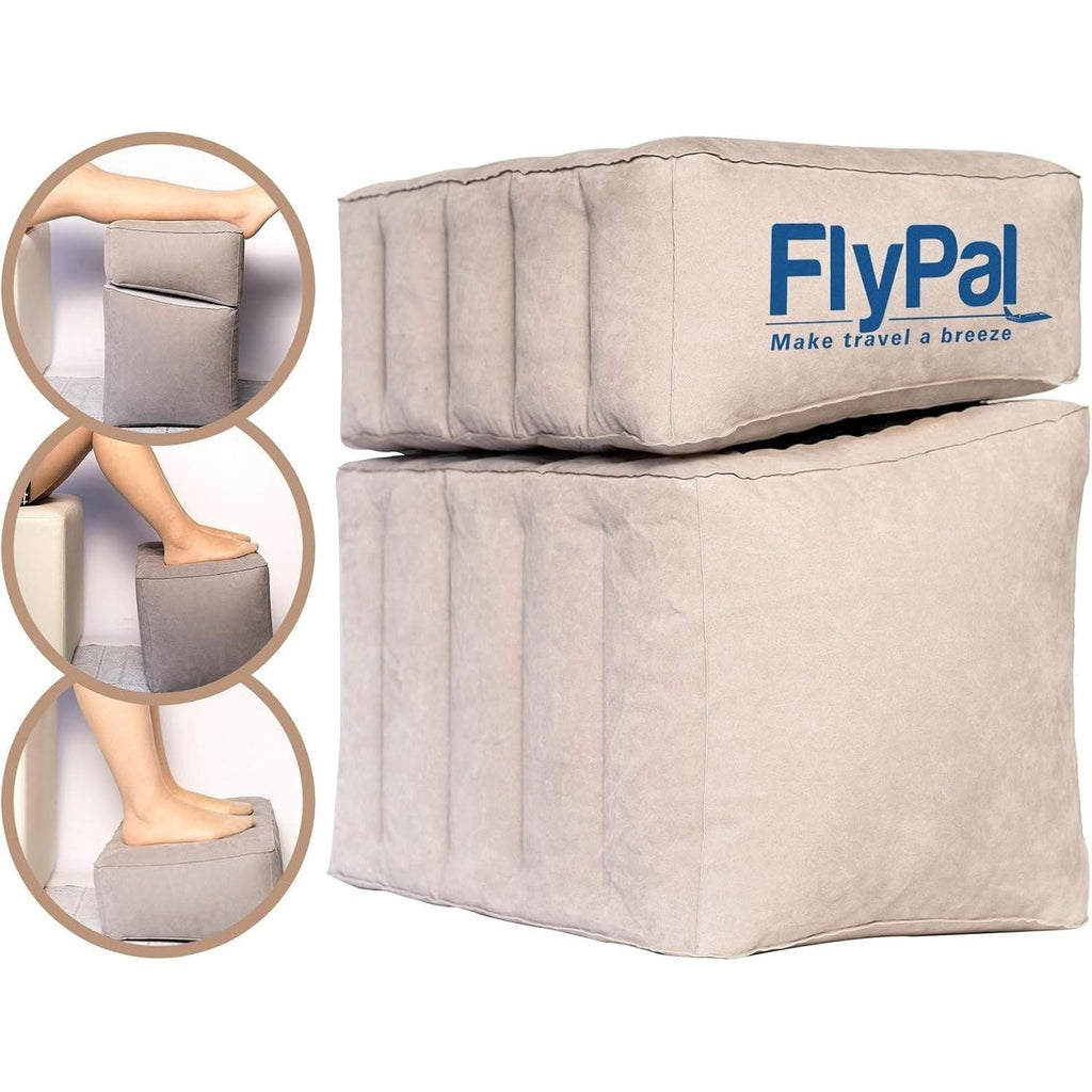 Buy now Flypal Inflatable Foot Rest Pillow for Travel, Patented 2 in 1 Design, Blow-Up Footrest Cushion for Home, Office. Airplane Travel Essential and Kids Airplane Bed at indiglob india