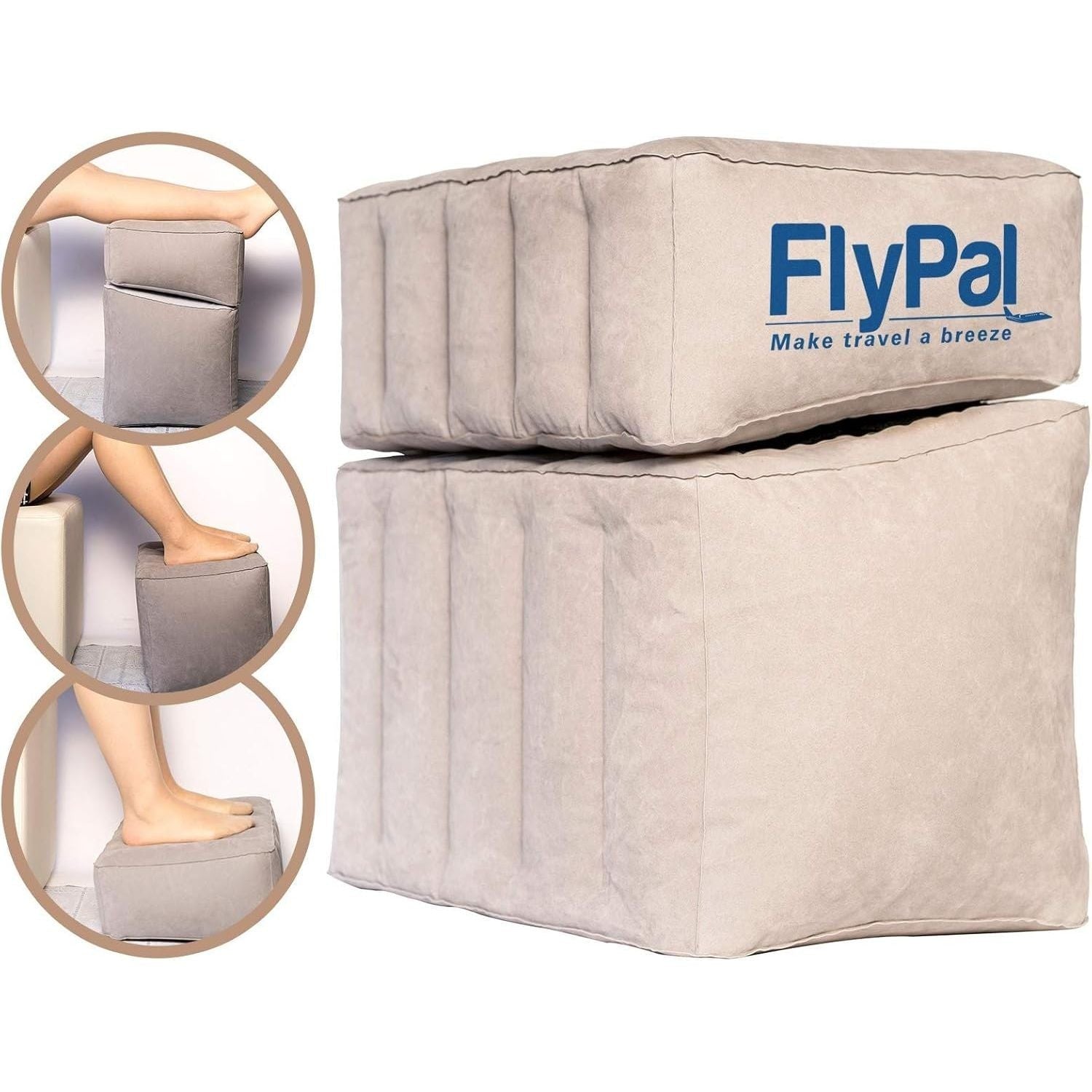 Buy now Flypal Inflatable Foot Rest Pillow for Travel, Patented 2 in 1 Design, Blow-Up Footrest Cushion for Home, Office. Airplane Travel Essential and Kids Airplane Bed at indiglob india