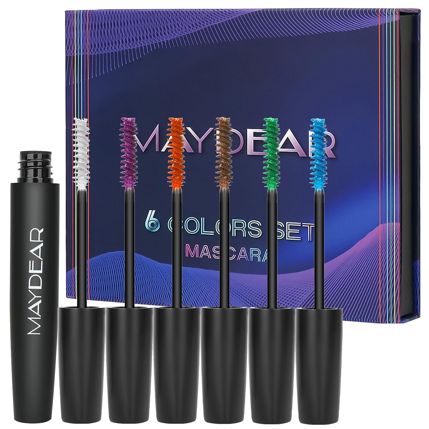 Buy now Maydear Dark Green Waterproof Long Lasting Smudgeproof Mascara for Women's Eye Makeup 6 Colors at indiglob india