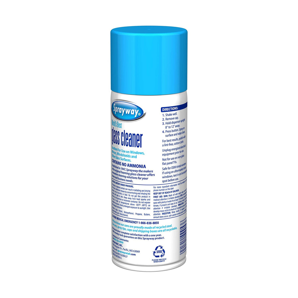 Sprayway Ammonia-Free Glass Cleaner, Foaming Action - Streakless Shine, 15 Ounce (Pack of 1)