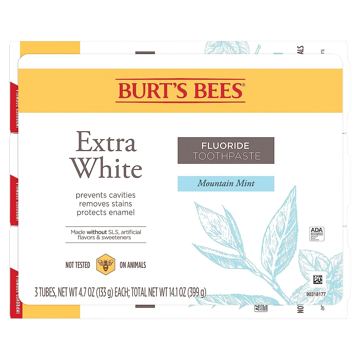 Buy now Burt's Bees Extra White Toothpaste, Fluoride Toothpaste, Natural Flavor, Mountain Mint, 4.7 oz, Pack of 3 at indiglob india