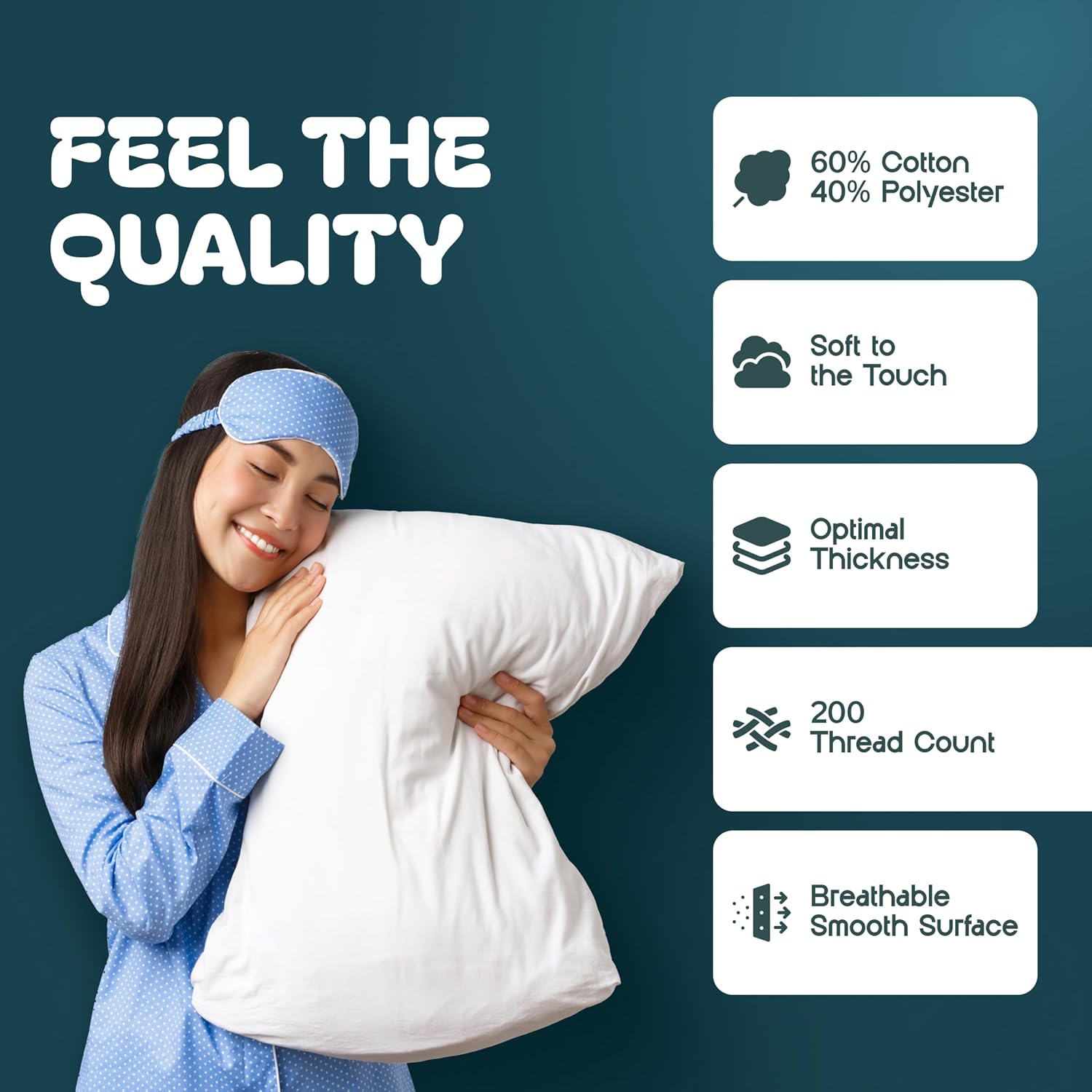 Buy now White Classic King Pillow Covers with Zipper 2 Pack - 20 x 36 Ultra-Soft, Cozy and Noiseless King Pillow Protector, 200 Thread Count, Fade-Resistant Pillow Shams at indiglob india