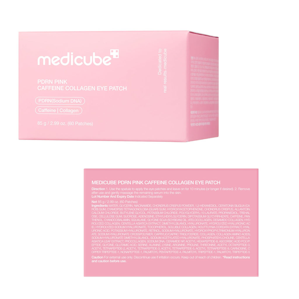 medicube Eye Patch PDRN Caffeine Collagen - Firming Gel Patches, 30 Pairs | Age-Defying Care with Retinol & Collagen - Gel Patches for the appearance of Dark Circles, Undereye Bags, Korean Skincare