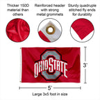 College Flags & Banners Co. Ohio State Buckeyes Polyester Outdoor 3x5 Grommet Banner Flag