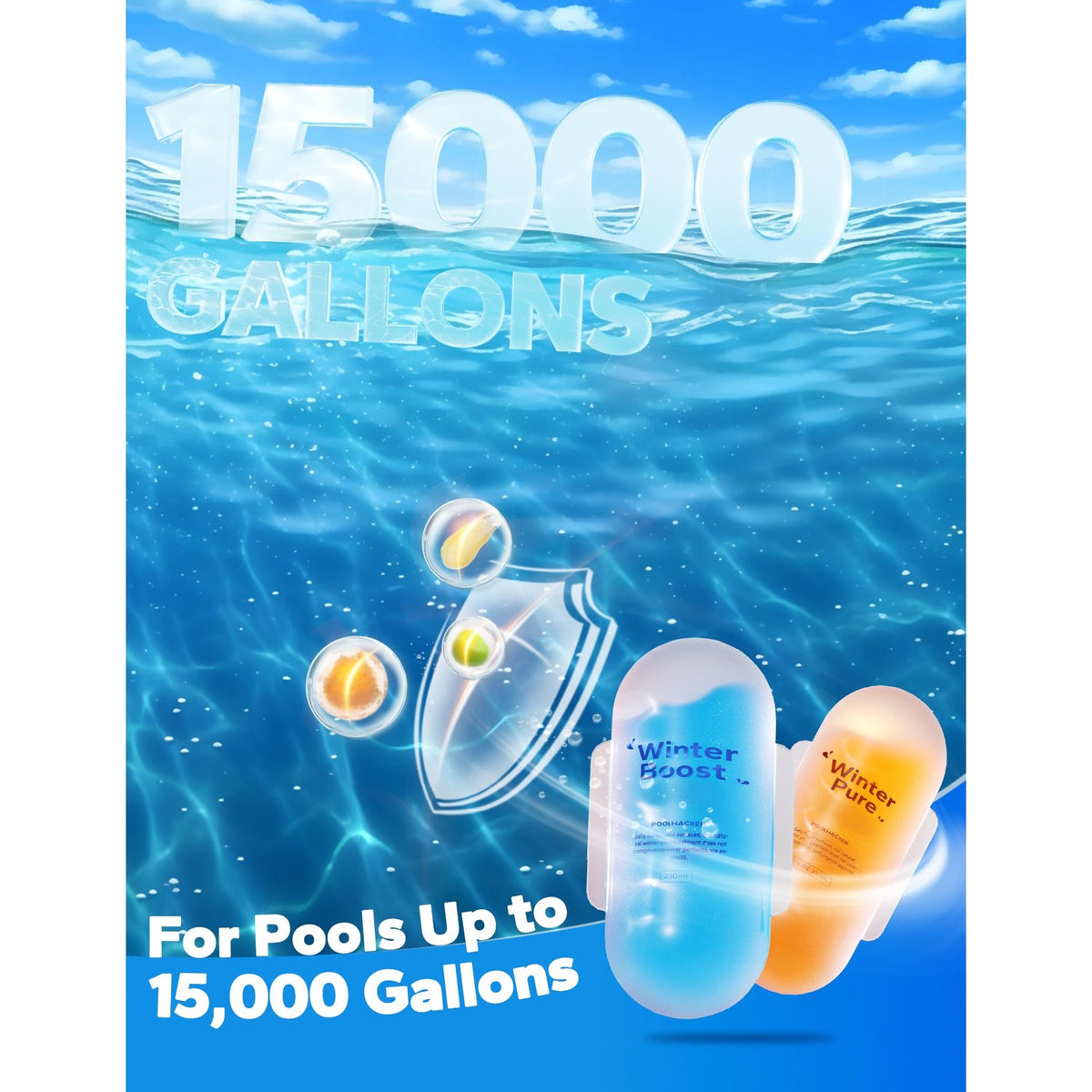 POOLHACKER 3-in-1 Winter Pool Closing Kit, Up to 15,000 Gallons