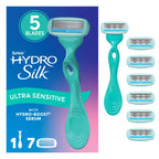 Schick Hydro Silk Ultra Sensitive Razor for Women | Womens Razor for Sensitive Skin, 5 Blade Razors for Women, Womens Razors for Shaving, Includes 1 Handle & 7 Refills