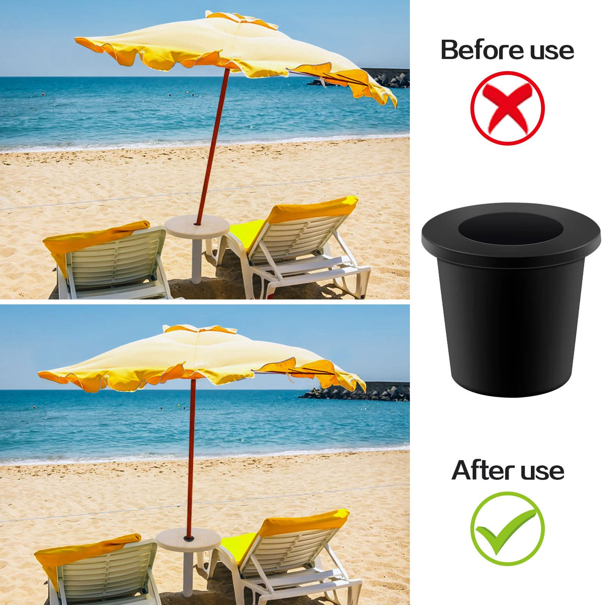 3 Pack Patio Table Umbrella Hole Ring, Umbrella Cone Wedge Plug, Black