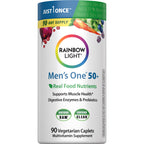 Rainbow Light Mens Multivitamin One + for 50 Plus | 60 Caplets | Supports Muscle Health | with Vitamins C, D, and Zinc | Real Food Nutrients, Digestive Enzymes & Probiotics