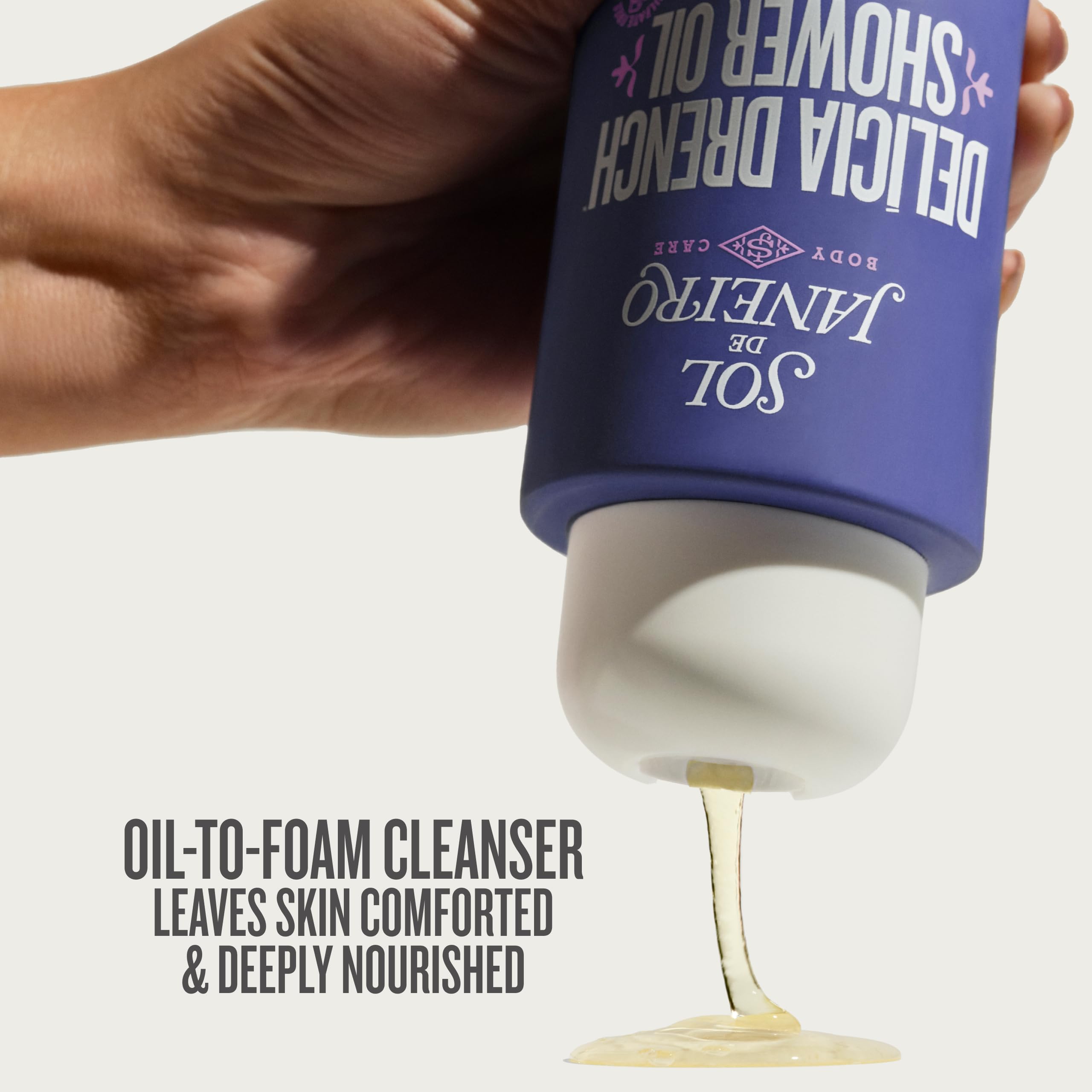 Sol de Janeiro Delicia Drench Shower Oil | Women's Oil-To-Foam, Nourishing Body Wash, Replenishing, Soothing Doubles as Shaving Cream, Mood Boosting Sandalwood Scent