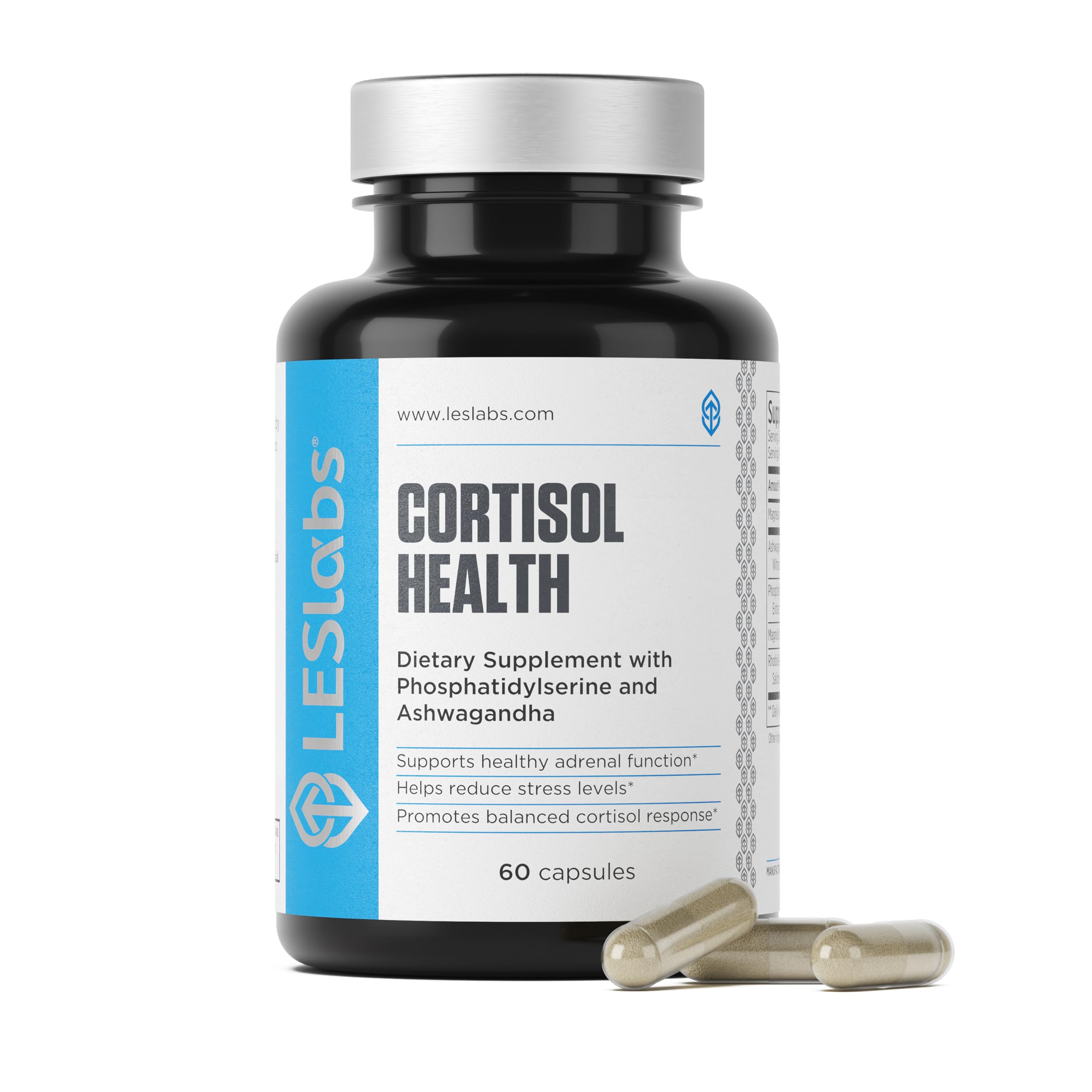LES Labs Cortisol Health Stress & Sleep Support Supplement, 60 Capsules | Cortisol & Stress Support, Sleep & Relaxation, Ashwagandha, Magnesium, Rhodiola, Phosphatidylserine, Magnolia Bark, Non-GMO