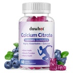 duwhot Calcium Citrate Gummies, Chewable Calcium 1000mg for Women, Men Kids | High Absorption Calcium Minerals Supplements for Bone, Muscle & Immune Support, Blueberry Flavor, Vegan, Organic, 60 Chews