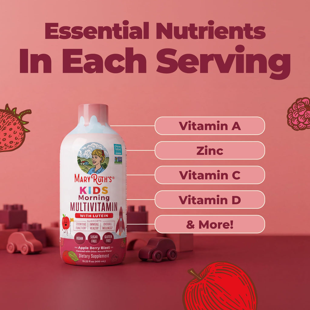 MARYRUTH'S Kids Liquid Morning Multivitamin for Kids, Sugar Free, 15.22oz