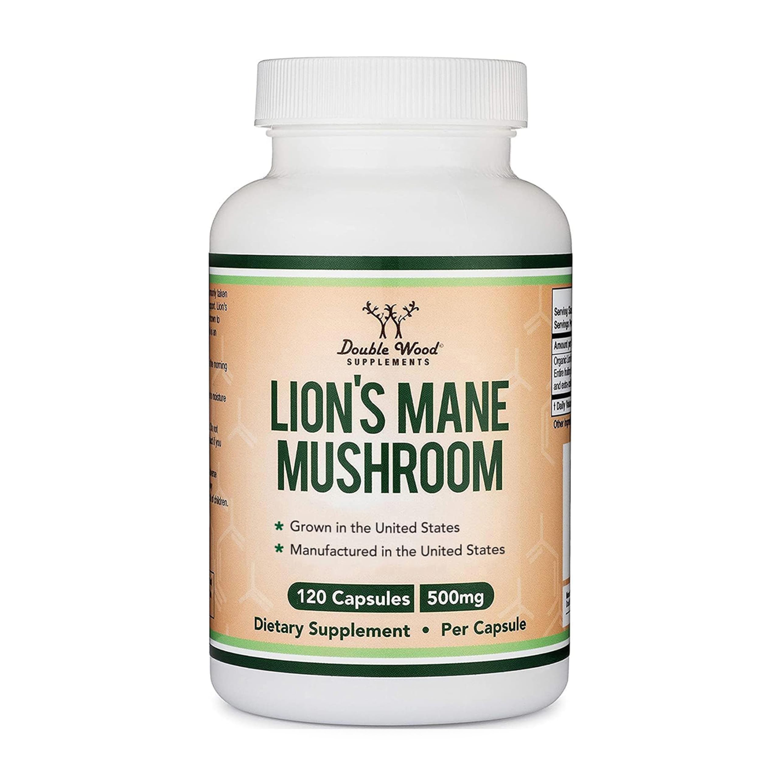 Organic Lion's Mane Mushroom 1,000mg, Memory + Focus Support, 120 Capsules | Supplement for Brain, Gut, and Heart Health, Grown in USA, Nerve Healthy (NGF) + Immune System Support, 3rd-Party Tested