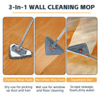 Long Handle Wall Mop & Baseboard Cleaner - Multi-Surface Dusting Tool for Walls, Floors, Baseboards - Wet/Dry Cleaning Mop with Adjustable Handle (Home & Kitchen Use)