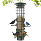 Squirrel Proof Bird Feeder,Metal Mesh Bird Feeders for Outdoors Hanging,Gravity Protection Squirrel Proof Wild Bird Feeders with Finch Cardinal Chickadee,3LB Large Capacity,Green