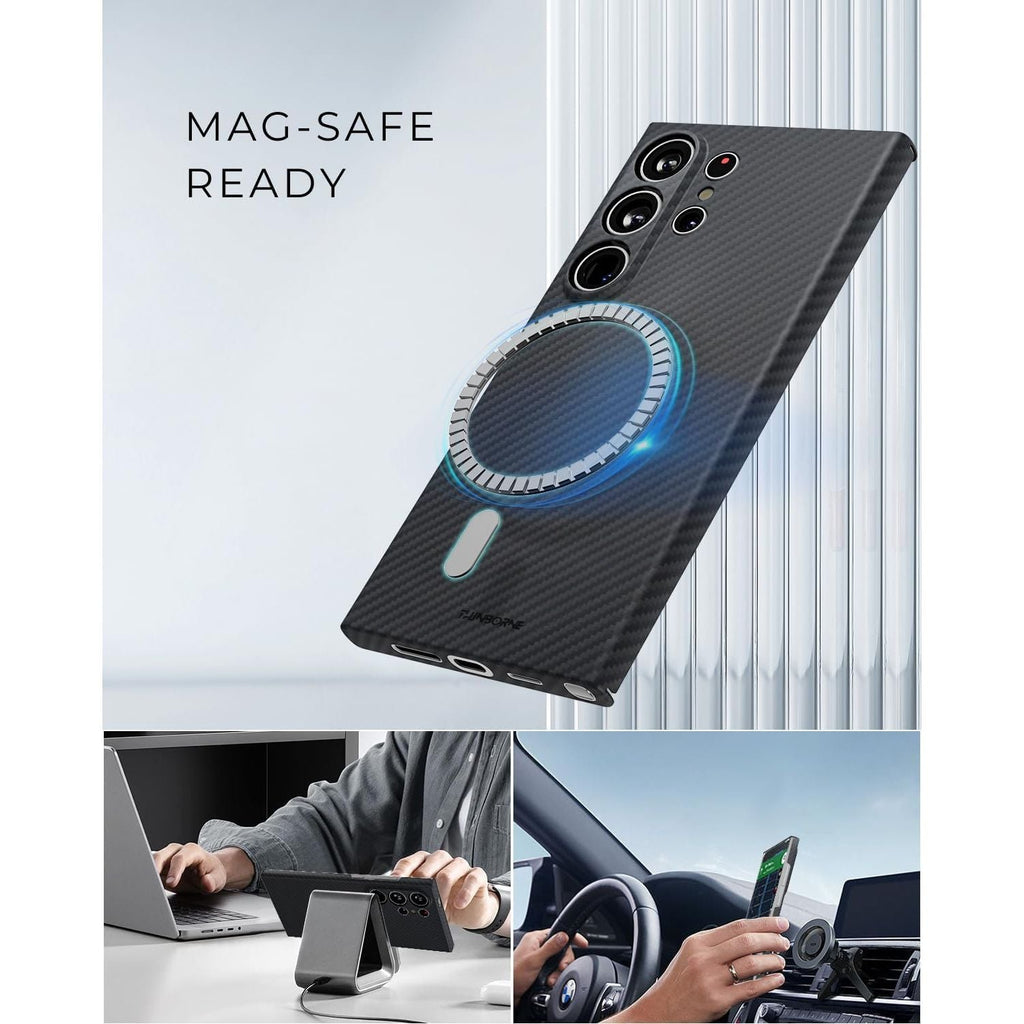 Buy now Thinborne Compatible with Samsung Galaxy S24 Ultra Case, [Made of 600D Aramid Fiber] [Magnetic Charging] [Thin & Lightweight] [ Slim Minimalist Style with Carbon Fiber Textures] at indiglob india