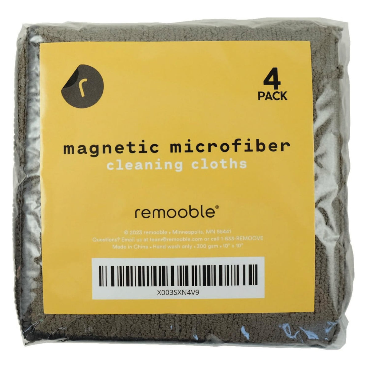 Remooble 4 Pack Magnetic Microfiber Cleaning Cloth Dry Erasers for Whiteboards - Towel Hangs on Metal Edged White Boards, Glassboards, and Blackboards Washable - 10'' X 10''