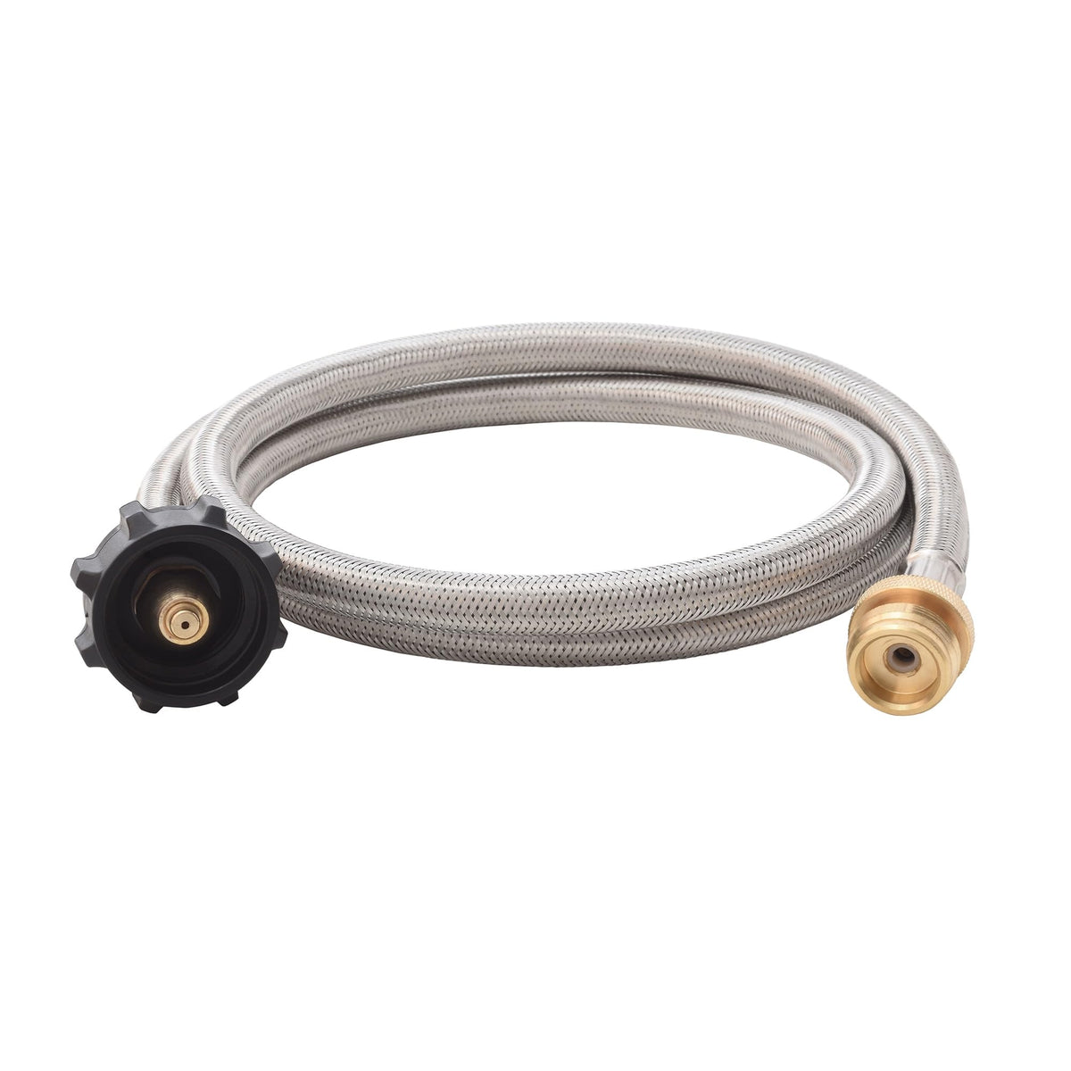 Flame King 5-FT Steel Braided Hose, 1 lb to 20 lb Propane Tank Adapter, Connects Portable Appliances to Standard Propane Tanks with QCC1/Type1 Tank