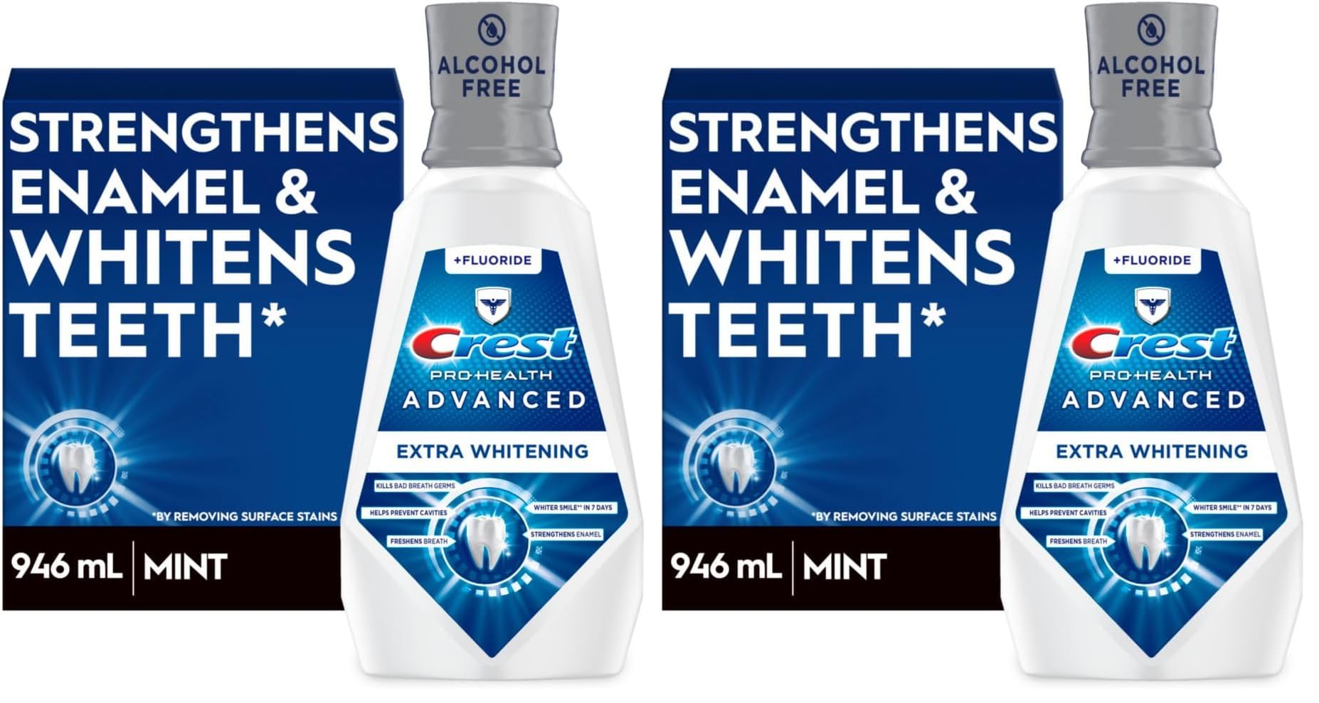 Buy now Crest Pro-Health Advanced Multi-Protection Mouthwash, Alcohol Free Mouthwash, Fresh Mint, 500 mL (16.9 Fl Oz), Pack of 4, Crest Mouthwash, Flouride Mouthwash 31.9 Fl Oz (Pack of 2) at indiglob india