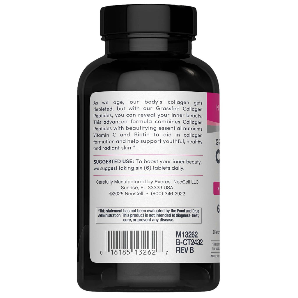 NeoCell Collagen Peptides Pills | 270 Caplets | with Vitamin C and Biotin | Grass Fed Bovine | Hair, Skin, & Nails | for Women and Men