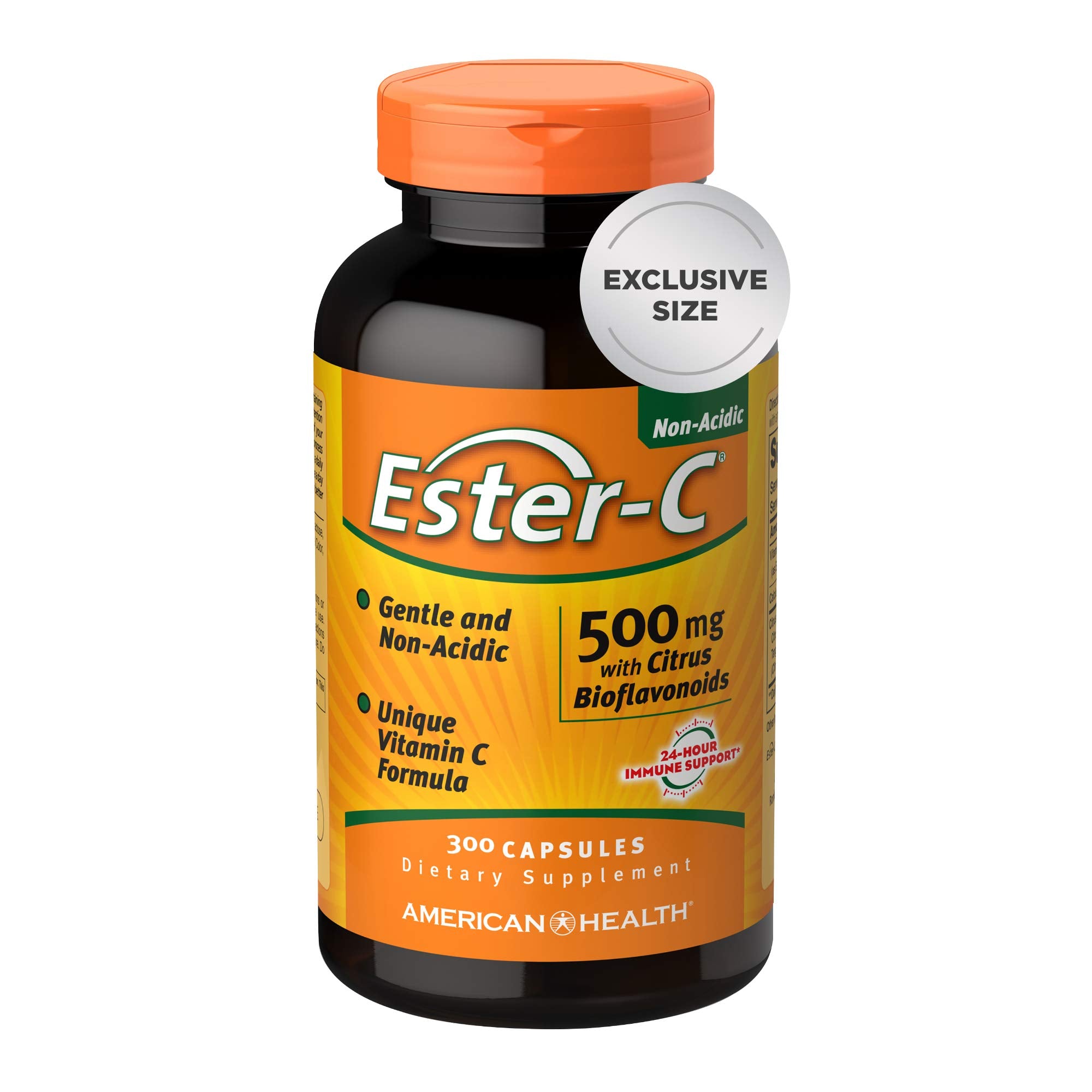 American Health Ester-C with Citrus Bioflavonoids Capsules - Gentle On Stomach, Non-Acidic Vitamin C - 500 mg, 60 Servings, 120 Count
