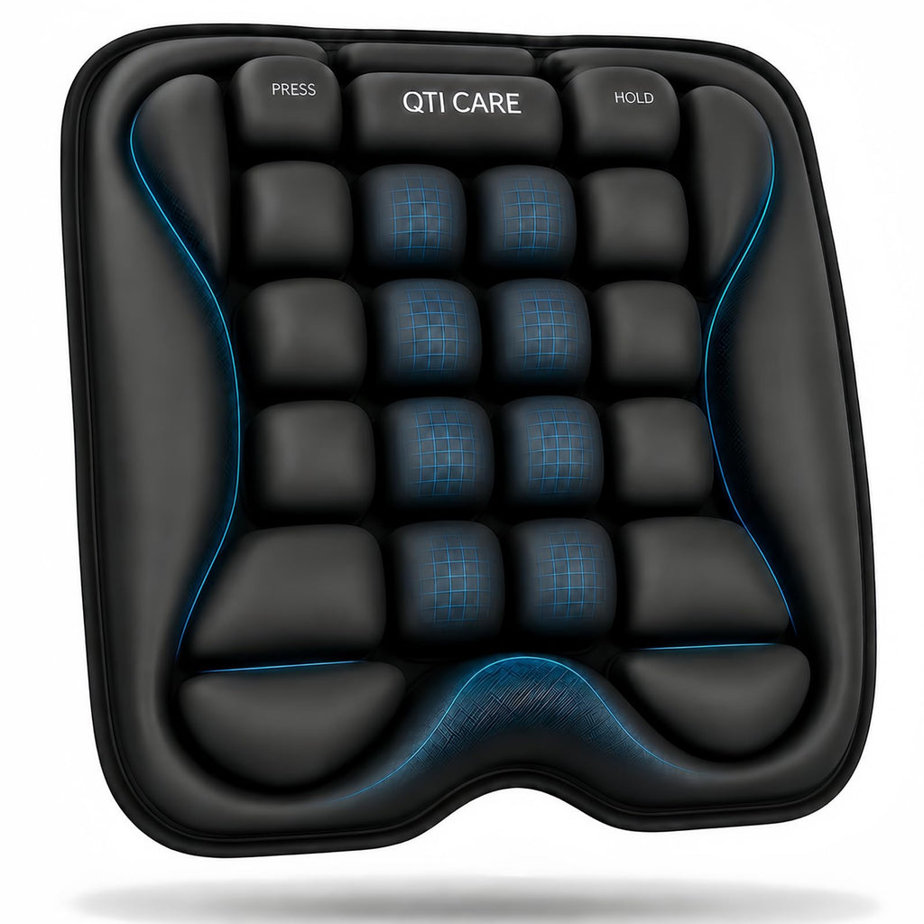 Airplane Seat Cushion, Air-Cell Travel Cushion for Long Flights, Inflatable Portable Seat Pad with Built-in Pump for Air Travel, Car, Office Chair and Wheelchair