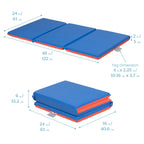 ECR4Kids Premium Folding Rest Mat, 3-Section, 2in, Sleeping Pad, Blue/Red